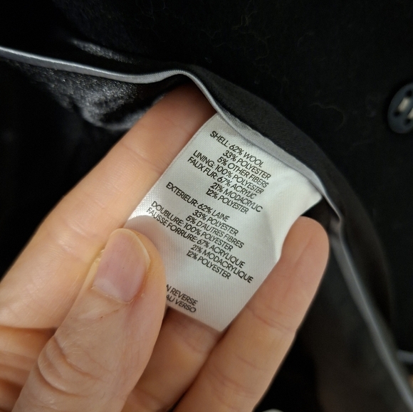 NWOT Calvin Klein Women's Black Wool Maxi Coat with Faux Fur Collar (Size XS) - Picture 12 of 12